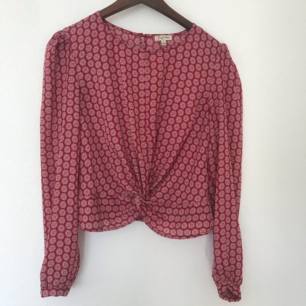 Floral Crop Long Sleeve Blouse M